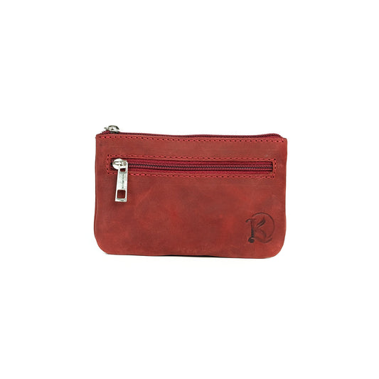 Alonso Double-Zipper Coin Pouch in Vintage Red
