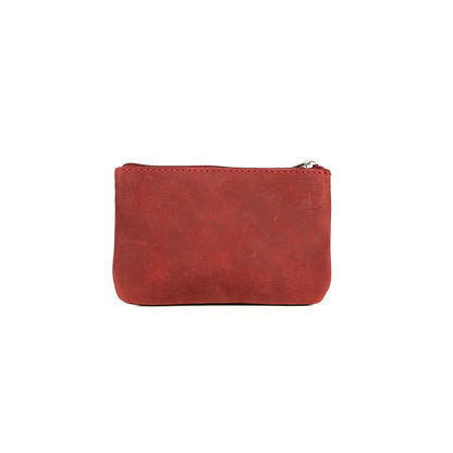 Alonso Double-Zipper Coin Pouch in Vintage Red