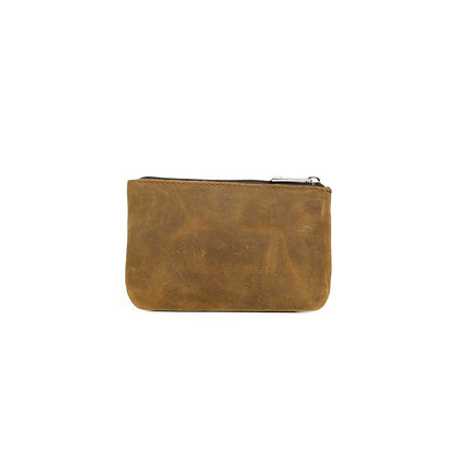 Alonso Double-Zipper Coin Pouch in Vintage Tan Version 1