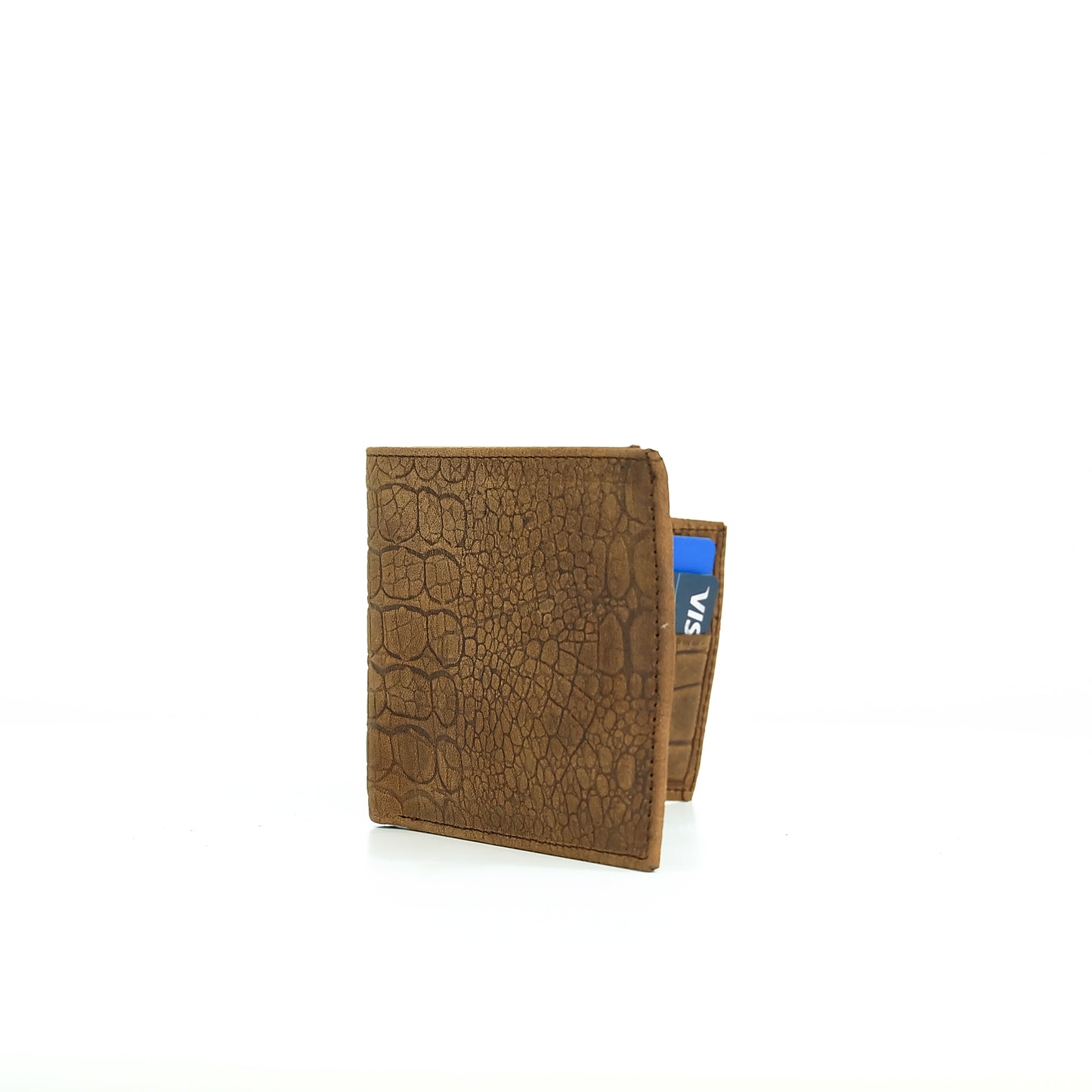 Isagani Bifold Wallet w/ Detachable Card Sleeve in Croco Vintage Tan - Genuine Leather