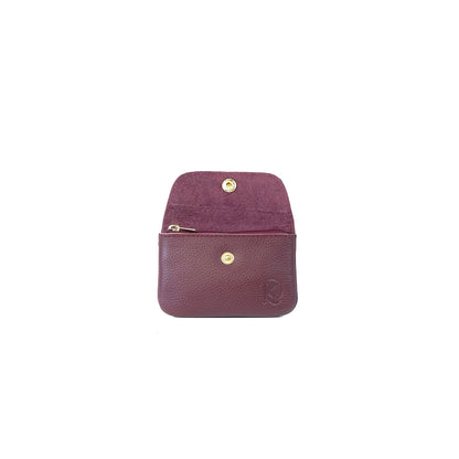 Andres Coin Pouch in Grained Plum - Genuine Leather