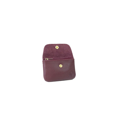 Andres Coin Pouch in Grained Plum - Genuine Leather
