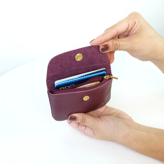 Andres Coin Pouch in Grained Plum - Genuine Leather
