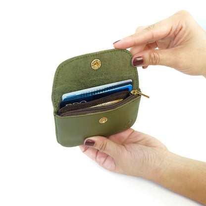Andres Coin Pouch in Army Green - Genuine Leather
