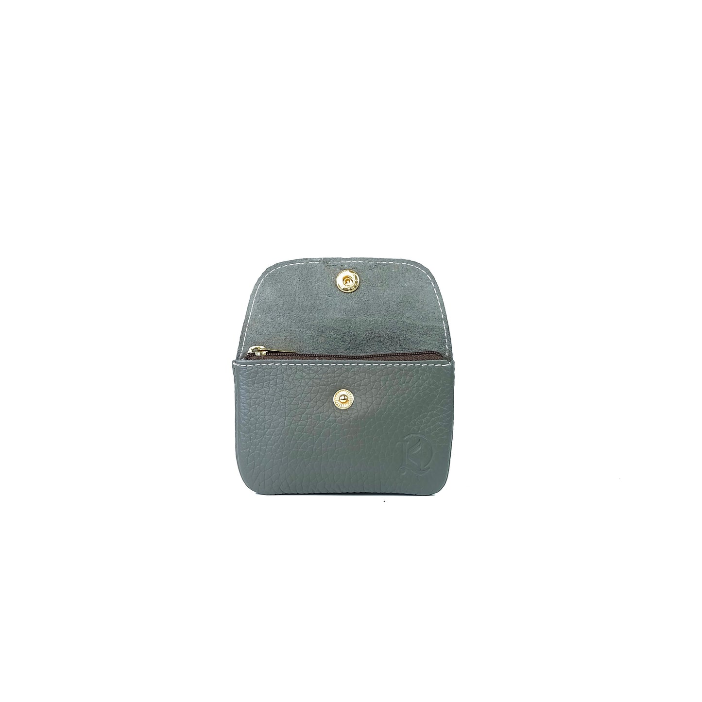 Andres Coin Pouch in Grained Gray - Genuine Leather