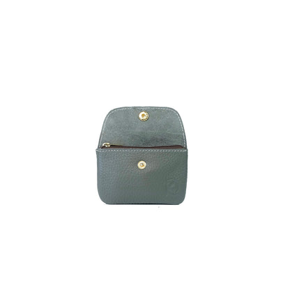 Andres Coin Pouch in Grained Gray - Genuine Leather