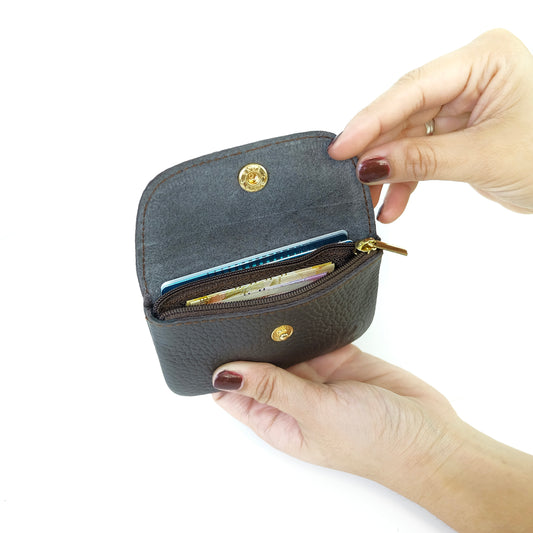 Andres Coin Pouch in Grained Brown - Genuine Leather