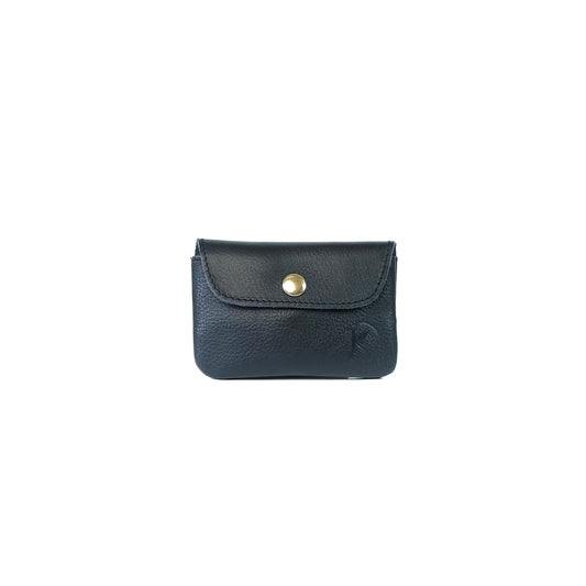 Andres Coin Pouch in Grained Black - Genuine Leather