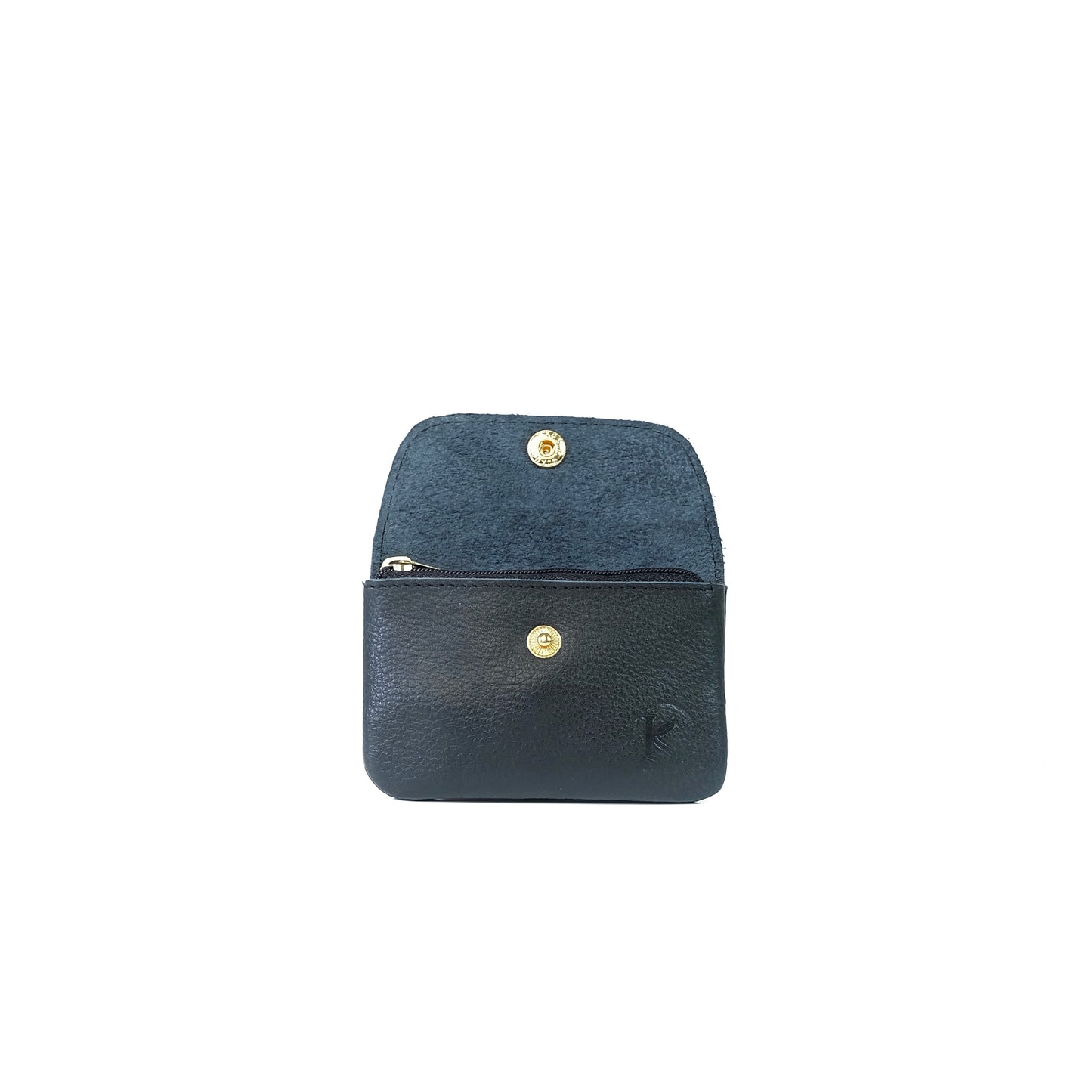 Andres Coin Pouch in Grained Black - Genuine Leather
