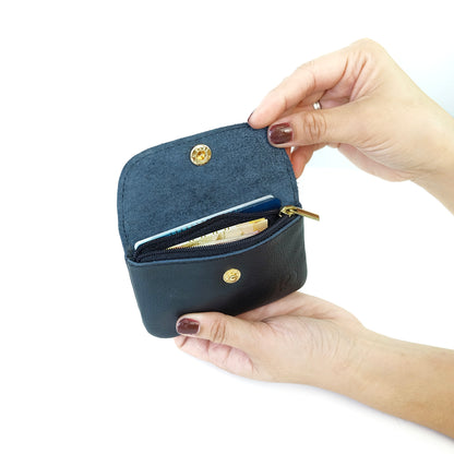 Andres Coin Pouch in Grained Black - Genuine Leather