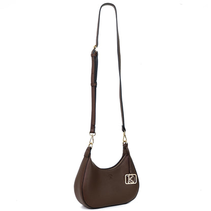 SOL Crescent Hobo Bag in Choco w/ LOGO - PU Leather