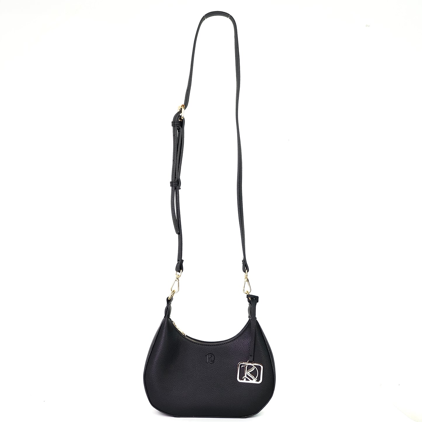 SOL Crescent Hobo Bag in Black w/ LOGO - PU Leather