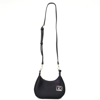 SOL Crescent Hobo Bag in Black w/ LOGO - PU Leather