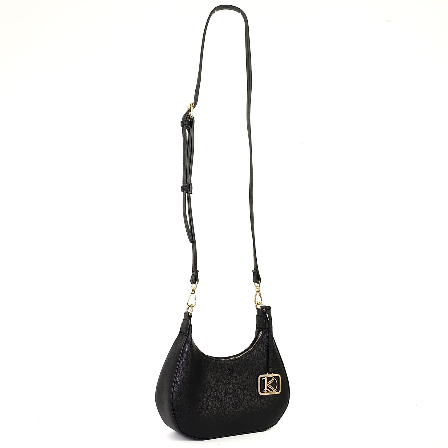 SOL Crescent Hobo Bag in Black w/ LOGO - PU Leather