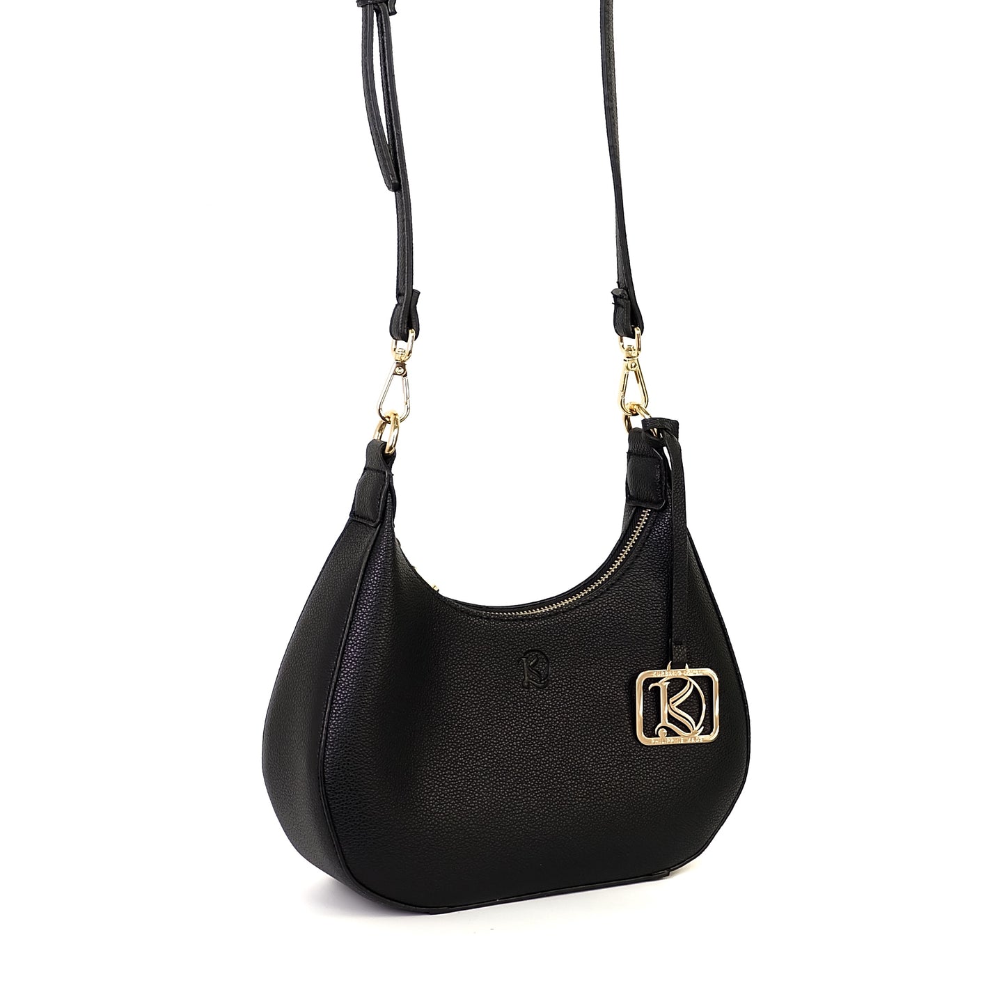 SOL Crescent Hobo Bag in Black w/ LOGO - PU Leather