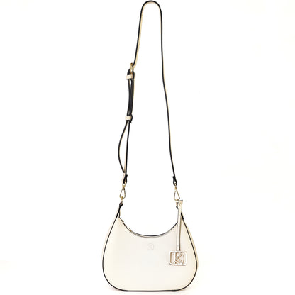 SOL Crescent Hobo Bag in Chalk w/ LOGO - PU Leather