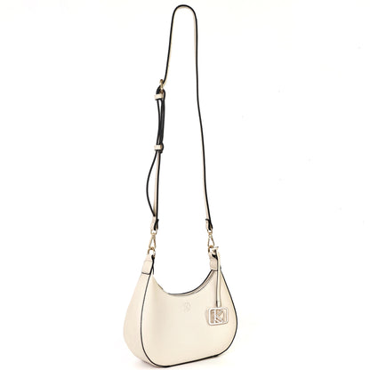 SOL Crescent Hobo Bag in Chalk w/ LOGO - PU Leather