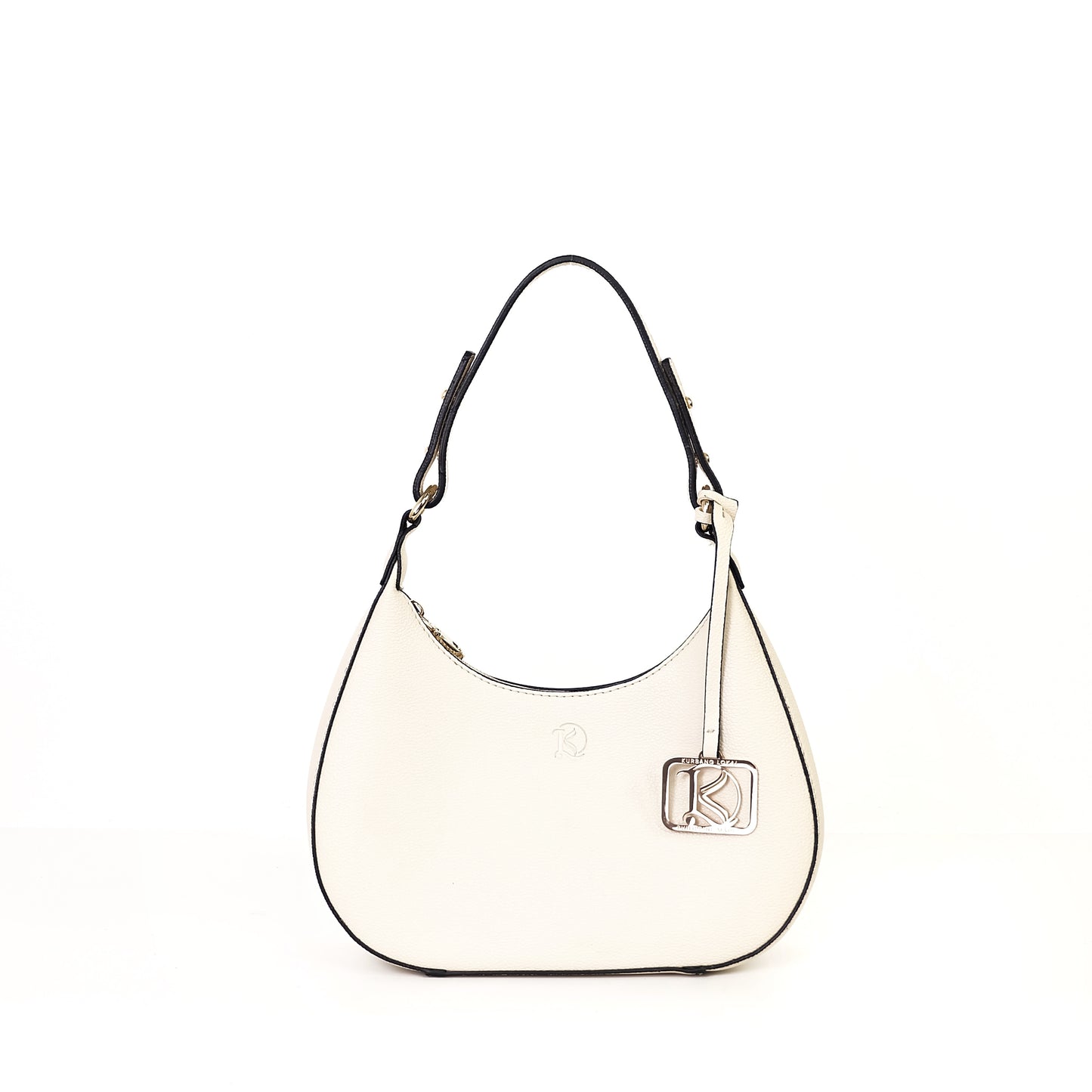 SOL Crescent Hobo Bag in Chalk w/ LOGO - PU Leather