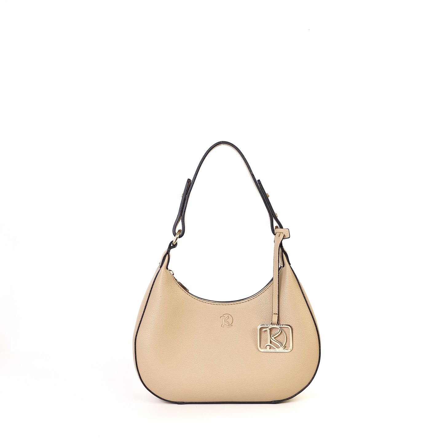 SOL Crescent Hobo Bag in Sand w/ LOGO - PU Leather