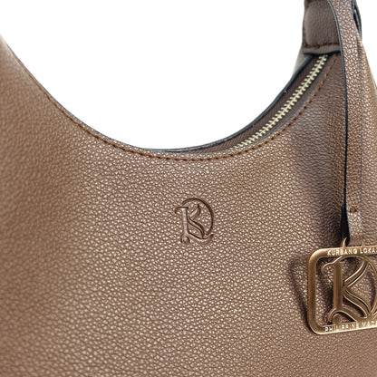SOL Crescent Hobo Bag in Choco w/ LOGO - PU Leather