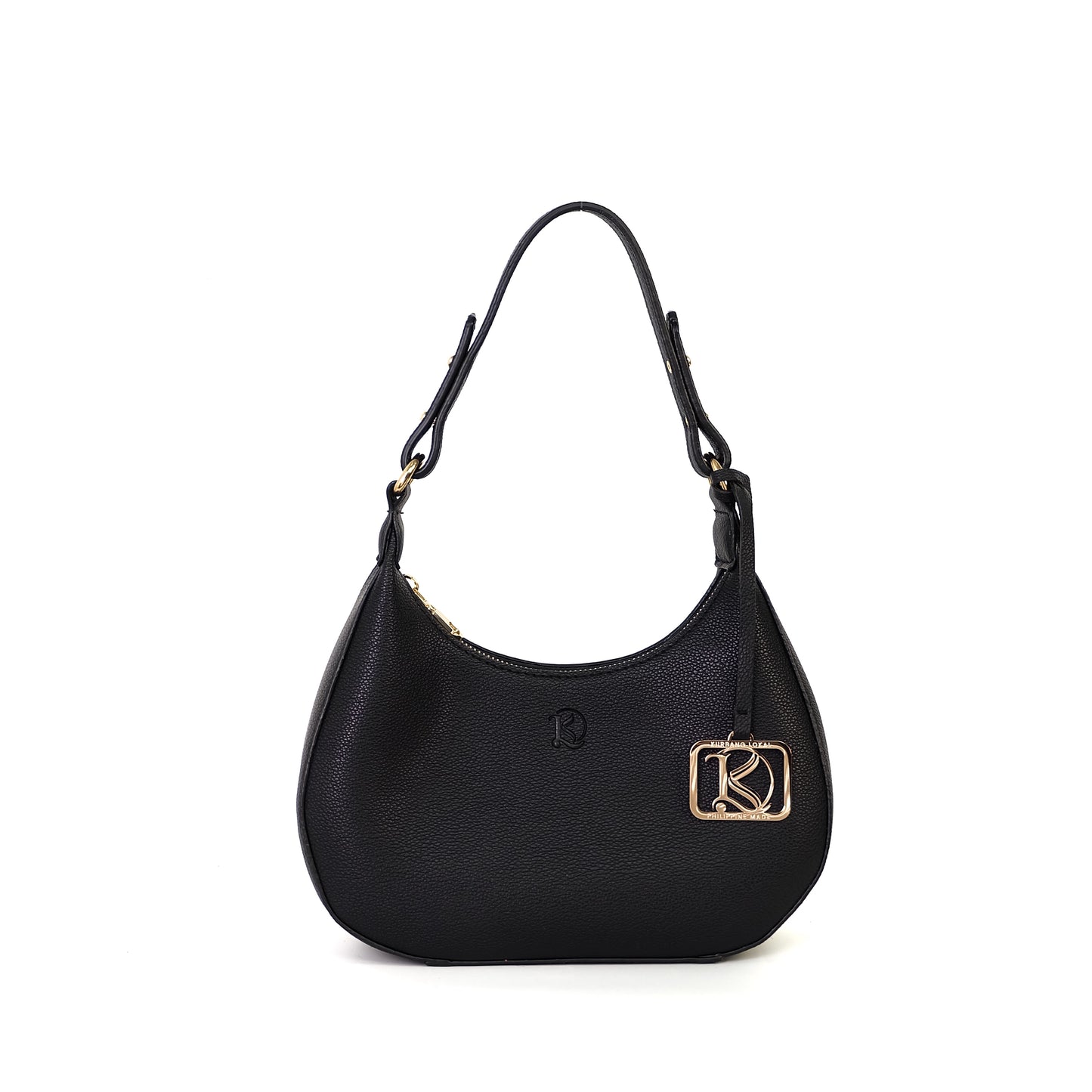 SOL Crescent Hobo Bag in Black w/ LOGO - PU Leather