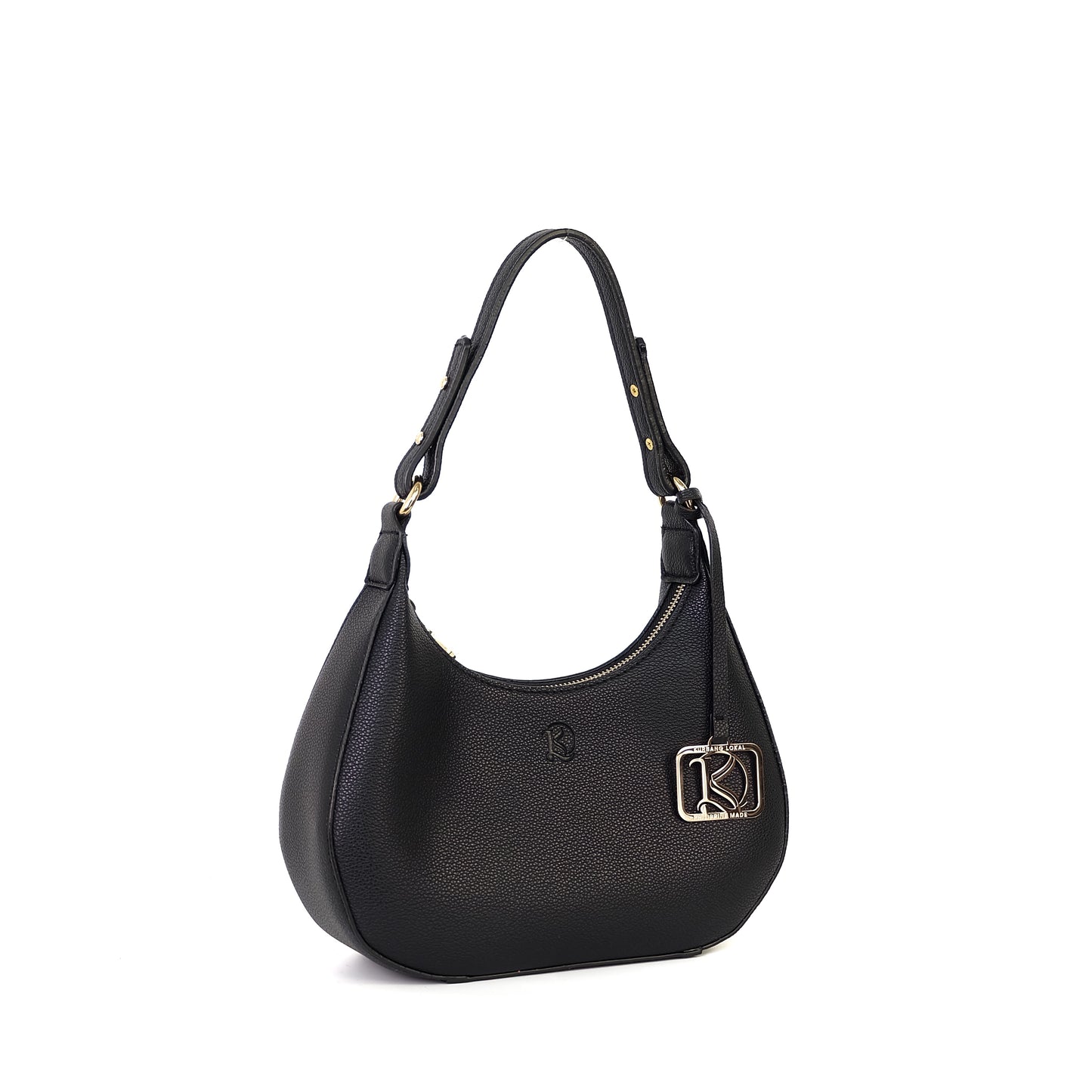 SOL Crescent Hobo Bag in Black w/ LOGO - PU Leather