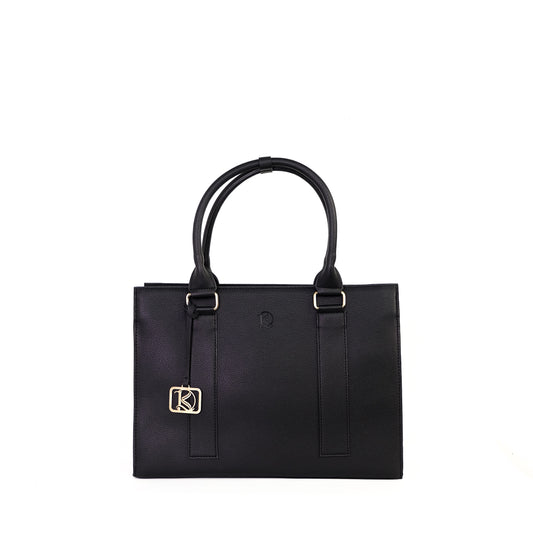 AMIRA 2.0 Laptop Tote Bag in New Grained Black(Gold Hardware) - PU Leather