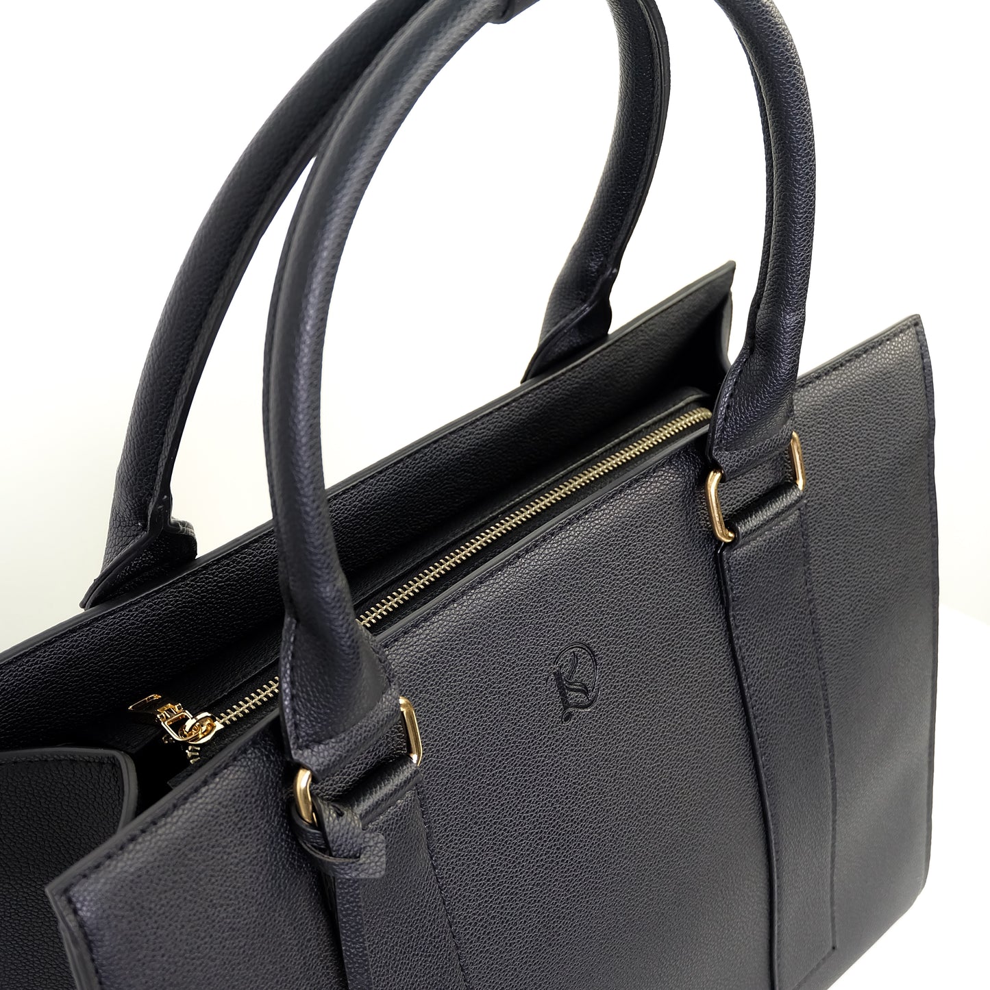 AMIRA 2.0 Laptop Tote Bag in New Grained Black(Gold Hardware) - PU Leather