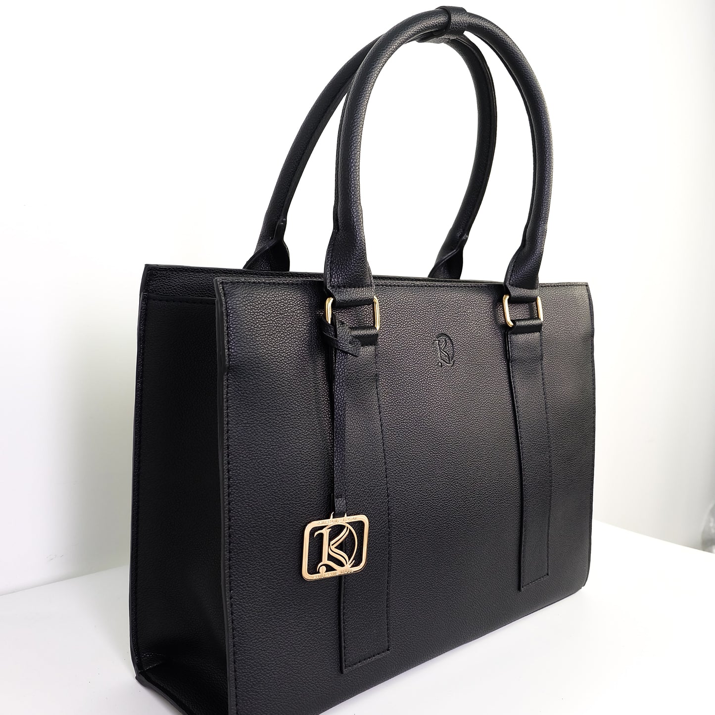 AMIRA 2.0 Laptop Tote Bag in New Grained Black(Gold Hardware) - PU Leather