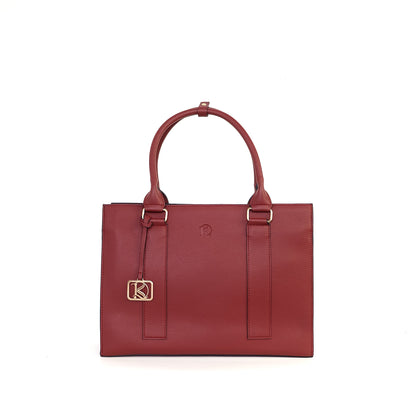 AMIRA 2.0 Laptop Tote Bag in Grained Wine (Gold Hardware) - PU Leather