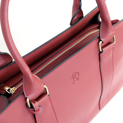 AMIRA 2.0 Laptop Tote Bag in Grained Wine (Gold Hardware) - PU Leather