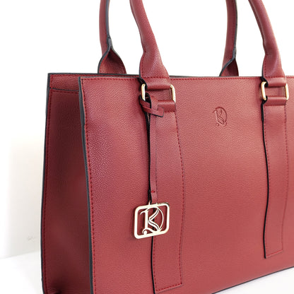 AMIRA 2.0 Laptop Tote Bag in Grained Wine (Gold Hardware) - PU Leather