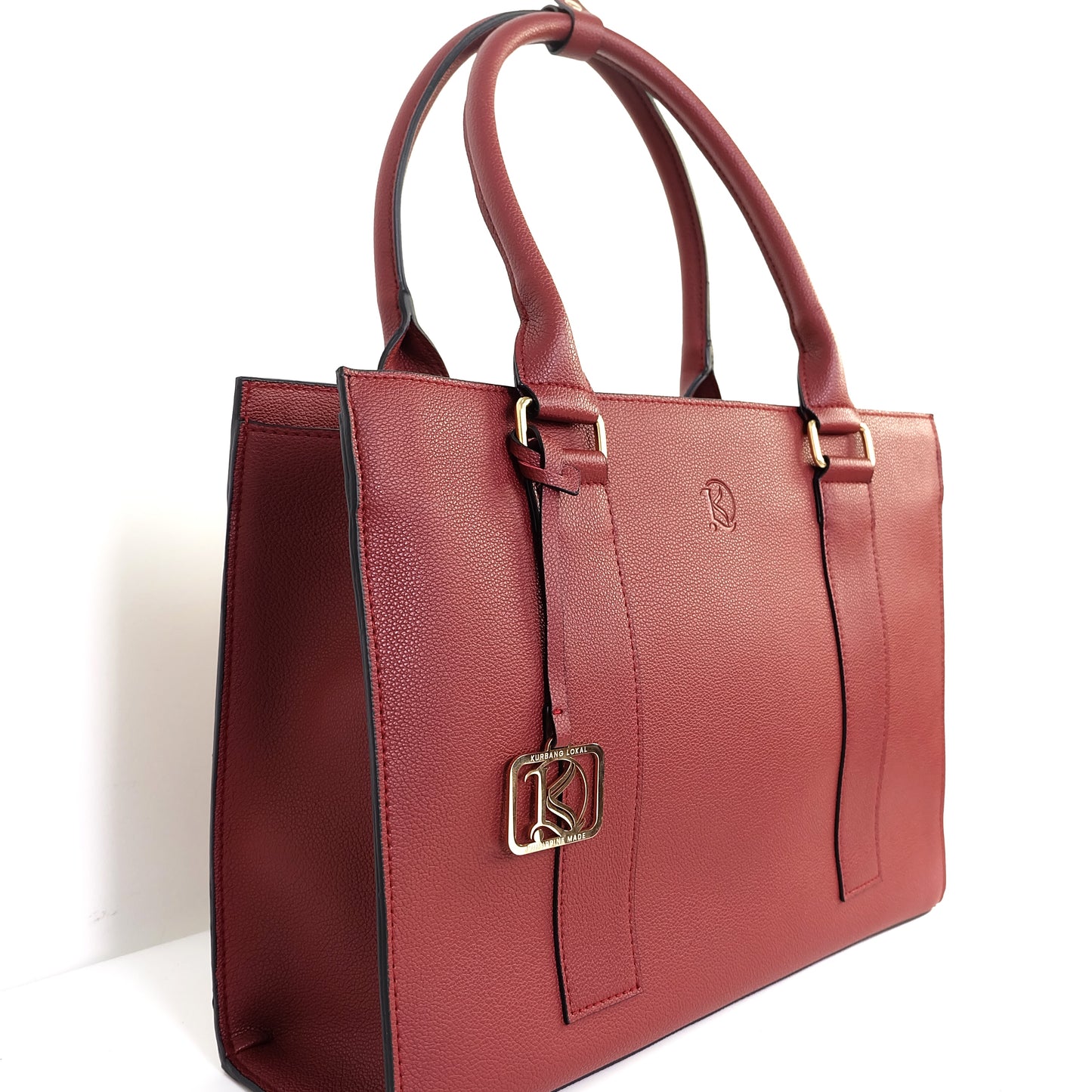 AMIRA 2.0 Laptop Tote Bag in Grained Wine (Gold Hardware) - PU Leather