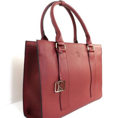 AMIRA 2.0 Laptop Tote Bag in Grained Wine (Gold Hardware) - PU Leather