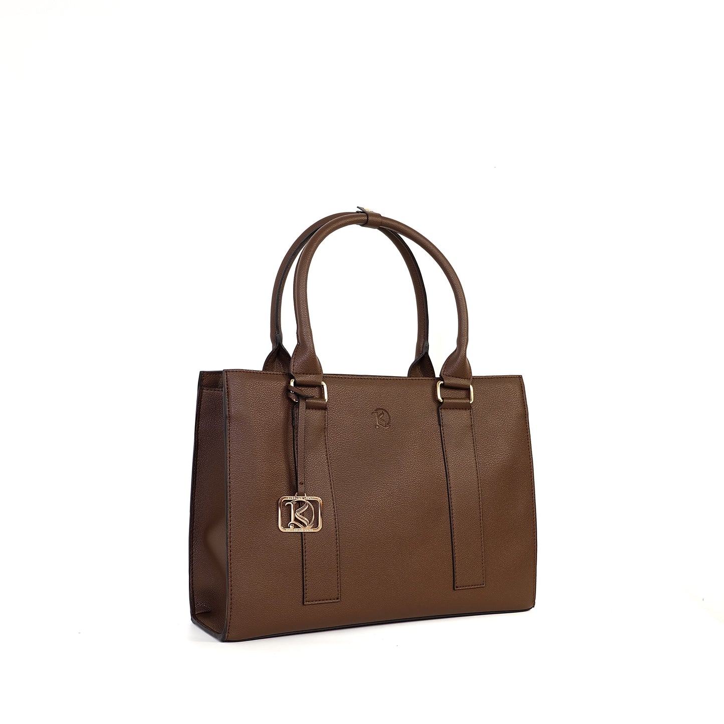 AMIRA 2.0 Laptop Tote Bag in New Grained Choco (Silver Hardware) - PU Leather