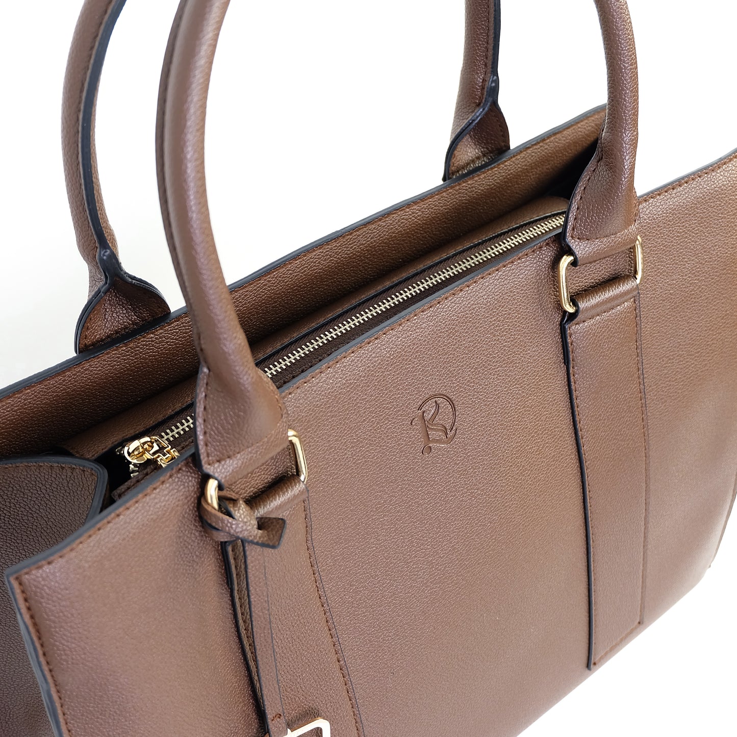 AMIRA 2.0 Laptop Tote Bag in New Grained Choco (Silver Hardware) - PU Leather