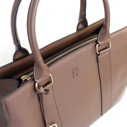 AMIRA 2.0 Laptop Tote Bag in New Grained Choco (Silver Hardware) - PU Leather