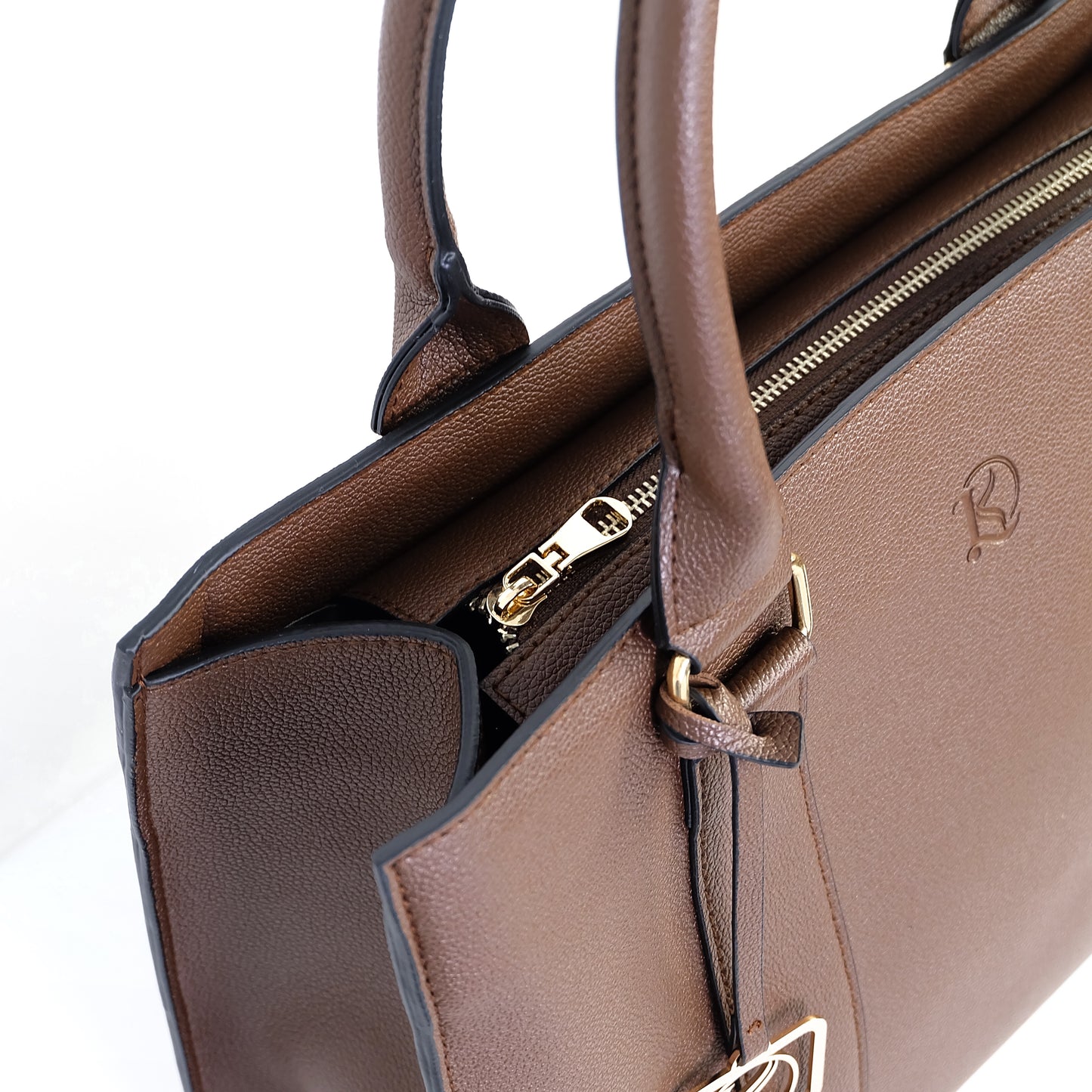 AMIRA 2.0 Laptop Tote Bag in New Grained Choco (Silver Hardware) - PU Leather