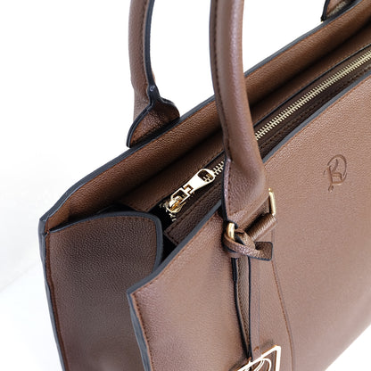 AMIRA 2.0 Laptop Tote Bag in New Grained Choco (Silver Hardware) - PU Leather
