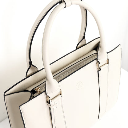 AMIRA 2.0 Laptop Tote Bag in Grained Chalk (Gold Hardware) - PU Leather