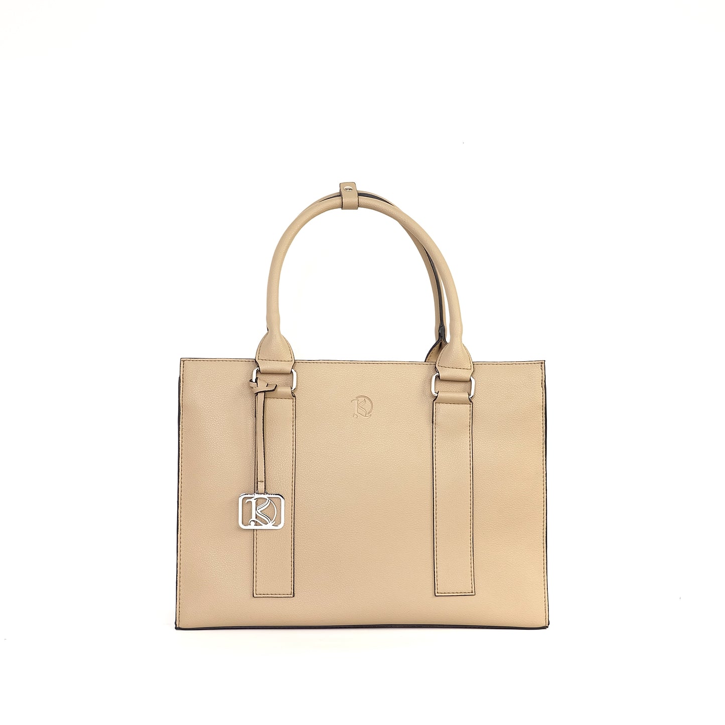 AMIRA 2.0 Laptop Tote Bag in Grained Sand (Silver Hardware) - PU Leather