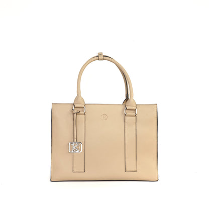 AMIRA 2.0 Laptop Tote Bag in Grained Sand (Silver Hardware) - PU Leather
