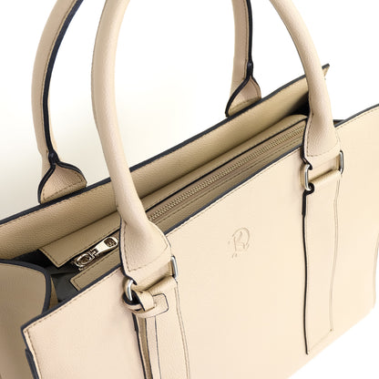 AMIRA 2.0 Laptop Tote Bag in Grained Sand (Silver Hardware) - PU Leather