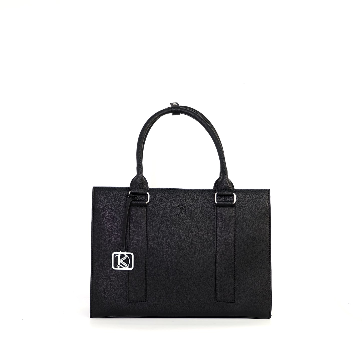 AMIRA 2.0 Laptop Tote Bag in New Grained Black(Silver Hardware) - PU Leather