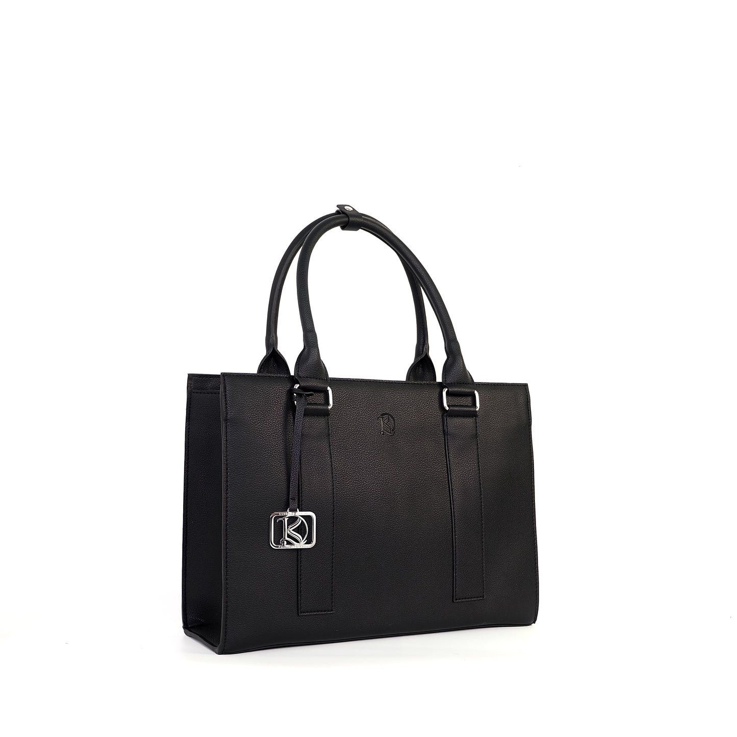 AMIRA 2.0 Laptop Tote Bag in New Grained Black(Silver Hardware) - PU Leather