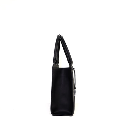 AMIRA 2.0 Laptop Tote Bag in New Grained Black(Silver Hardware) - PU Leather