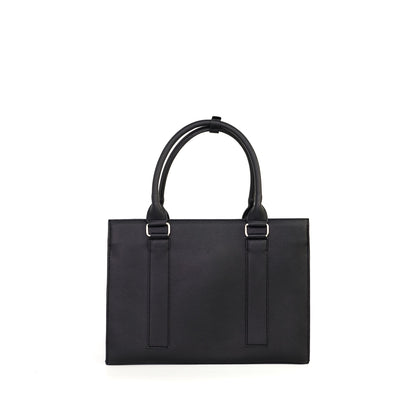 AMIRA 2.0 Laptop Tote Bag in New Grained Black(Silver Hardware) - PU Leather