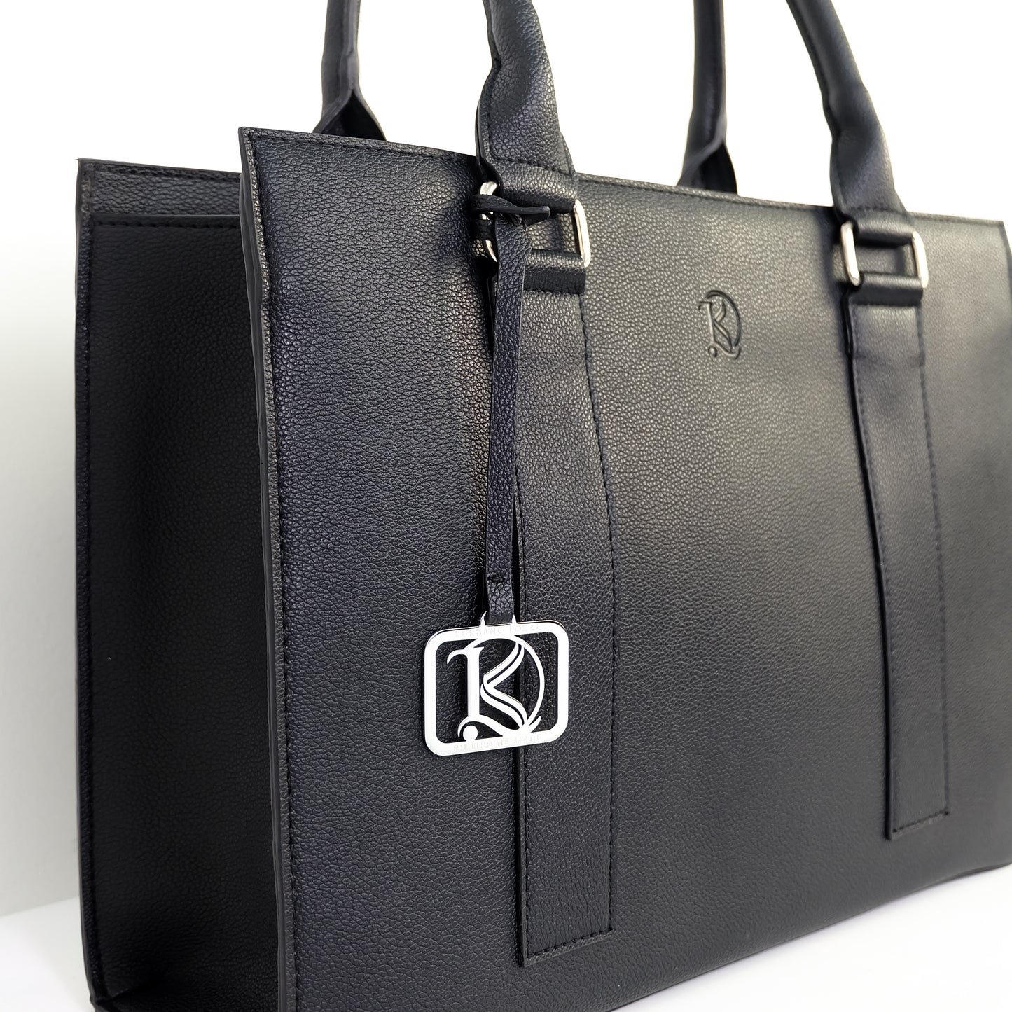 AMIRA 2.0 Laptop Tote Bag in New Grained Black(Silver Hardware) - PU Leather