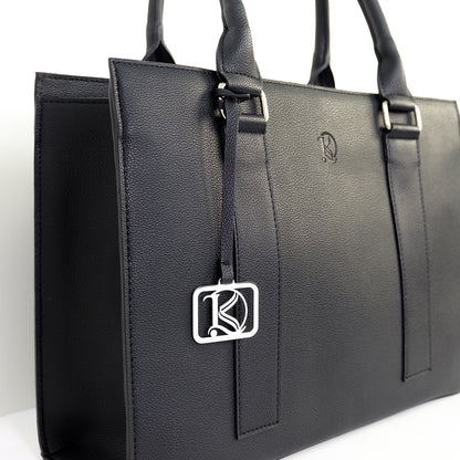 AMIRA 2.0 Laptop Tote Bag in New Grained Black(Silver Hardware) - PU Leather