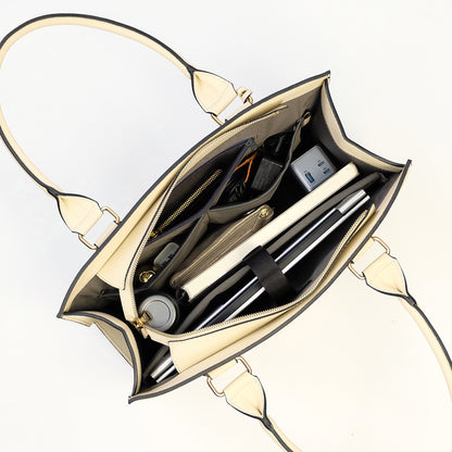 AMIRA 2.0 Laptop Tote Bag in Grained Sand (Gold Hardware) - PU Leather